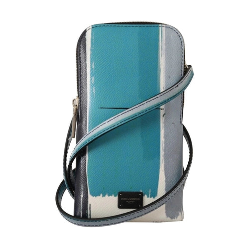 Dolce & Gabbana Blue Leather Cross Body Neck Strap Card Slot Phone Pocket