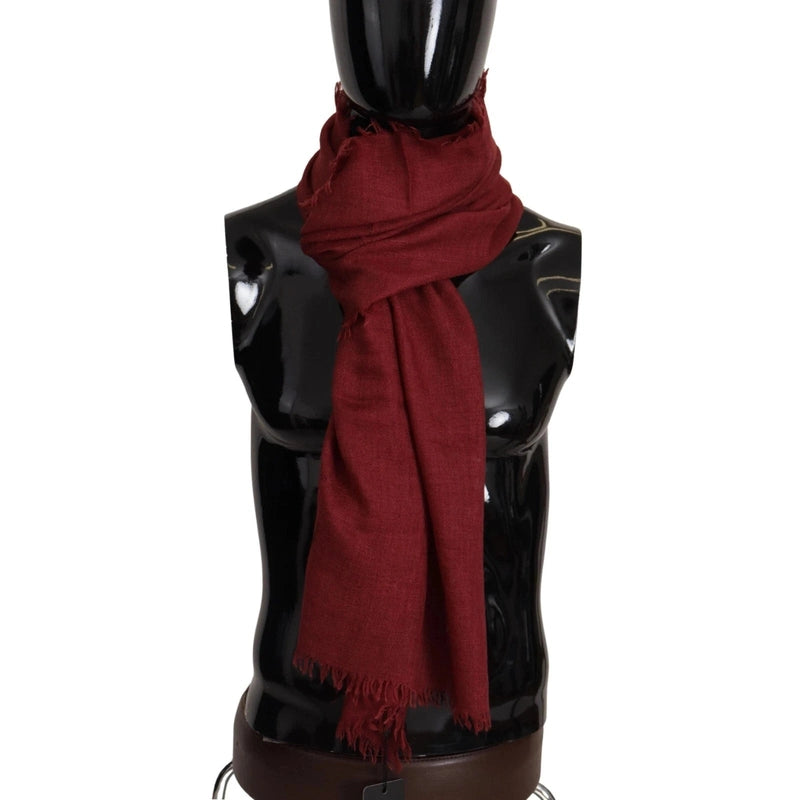 Dolce & Gabbana Red DG Crown Cashmere Silk Shawl Fringe Wrap Scarf