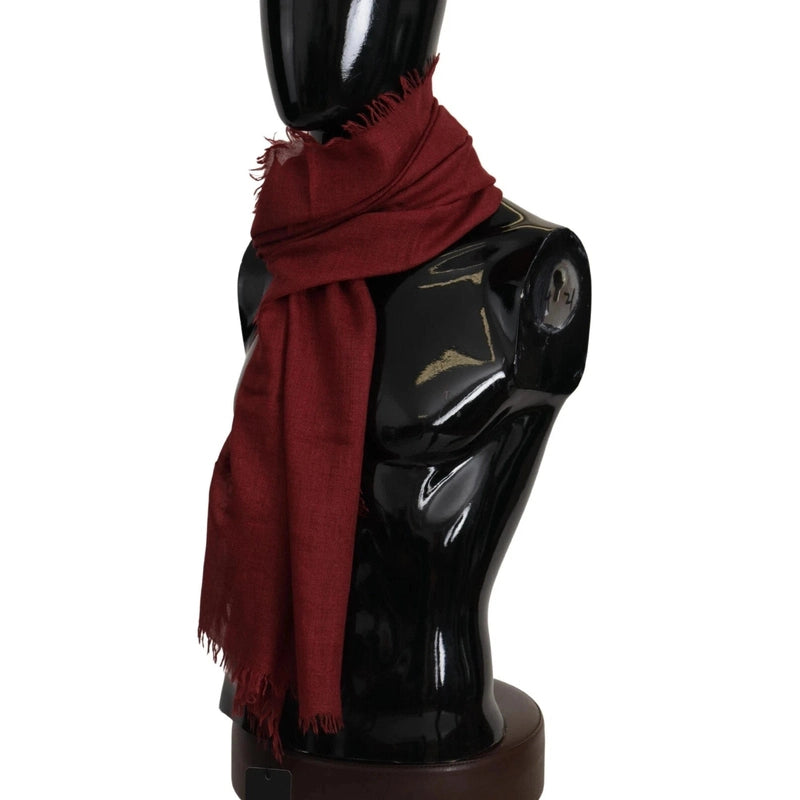 Dolce & Gabbana Red DG Crown Cashmere Silk Shawl Fringe Wrap Scarf
