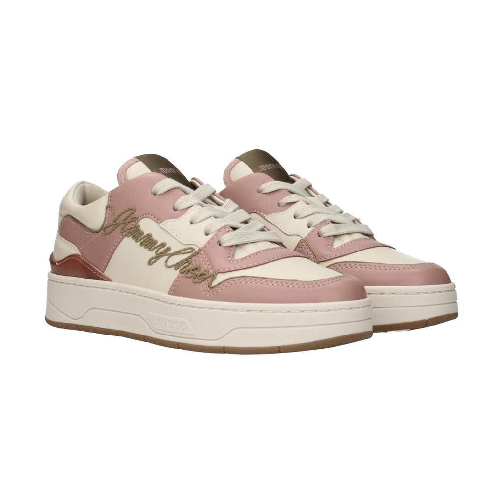 Jimmy Choo Pink Leather Low Top Sneakers