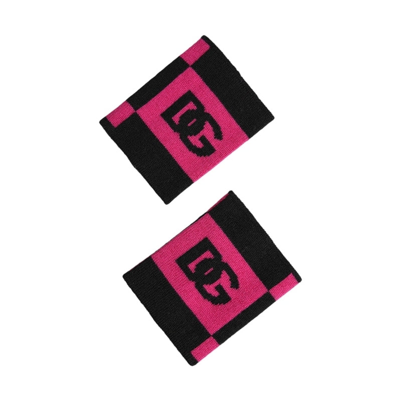 Dolce & Gabbana Black Pink DG Logo Cashmere 1 Pair Wristband