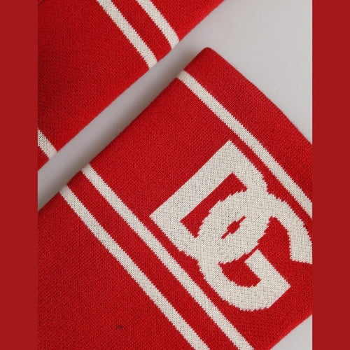 Dolce & Gabbana Red White DG Logo Cotton 1 Pair One SIze Wristband