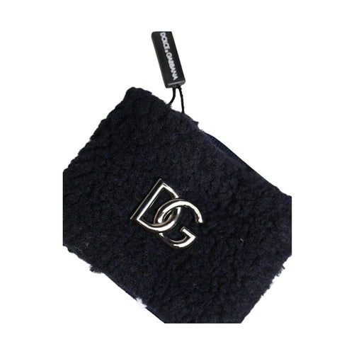 Dolce & Gabbana Black Polyester Logo Plaque Men One Size Wristband