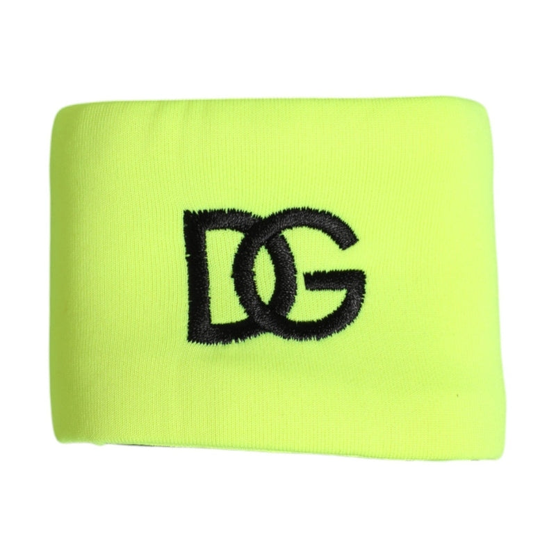 Dolce & Gabbana Yellow Green Silk DG Logo Men Wristband