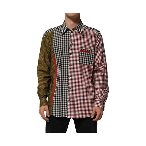 Dolce & Gabbana Multicolor Cotton Collared Checkered Shirt