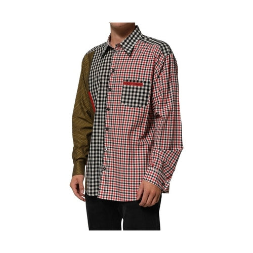 Dolce & Gabbana Multicolor Cotton Collared Checkered Shirt