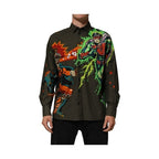 Dolce & Gabbana Green Superhero Print Button Down Shirt