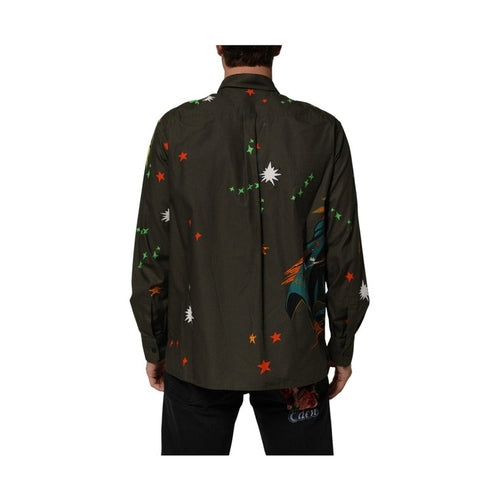 Dolce & Gabbana Green Superhero Print Button Down Shirt