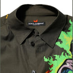 Dolce & Gabbana Green Superhero Print Button Down Shirt