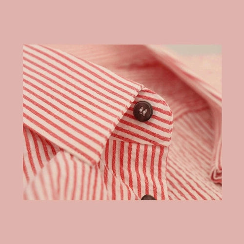 Dolce & Gabbana Red White Striped Cotton Short Sleeve Shirt