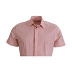 Dolce & Gabbana Red White Striped Cotton Short Sleeve Shirt