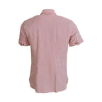 Dolce & Gabbana Red White Striped Cotton Short Sleeve Shirt