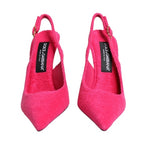 Dolce & Gabbana Pink Terry Cloth High Heels Slingback Shoes