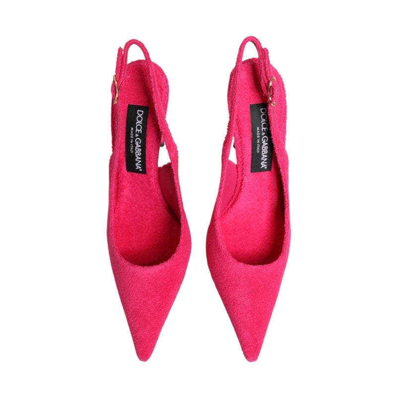 Dolce & Gabbana Pink Suede High Heels Slingback Shoes