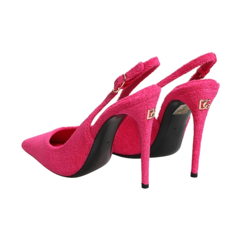 Dolce & Gabbana Pink Suede High Heels Slingback Shoes
