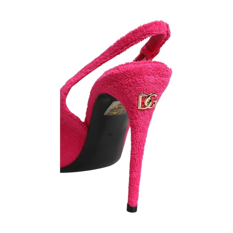 Dolce & Gabbana Pink Suede High Heels Slingback Shoes