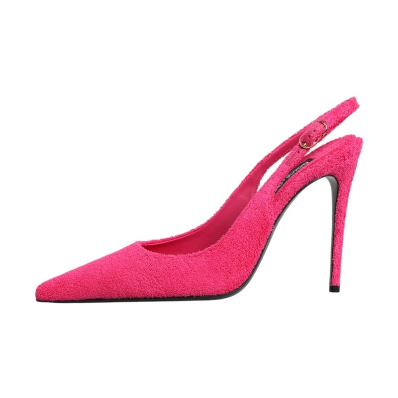 Dolce & Gabbana Pink Suede High Heels Slingback Shoes