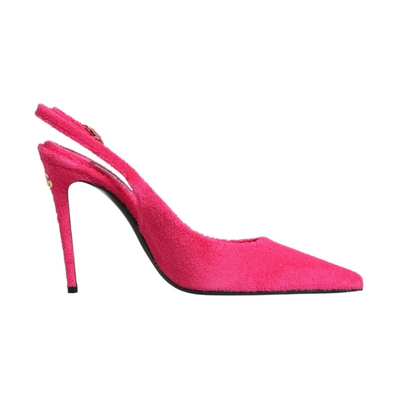 Dolce & Gabbana Pink Suede High Heels Slingback Shoes