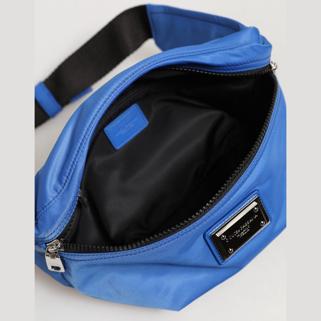 Dolce & Gabbana Blue Logo Plaque Nylon Waist Fanny Pack Men's Borse Bag