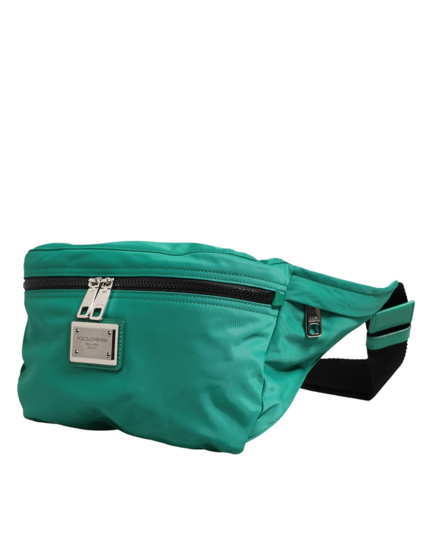 Dolce & Gabbana Green Logo Plaque Nylon Waist Fanny Pack Men's Borse Bag