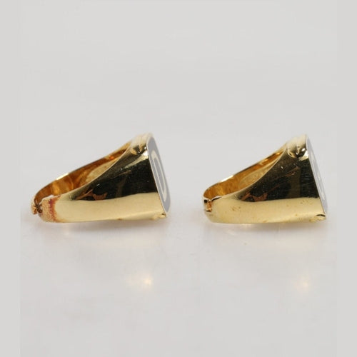 Dolce & Gabbana Gold-Tone Real Brass Black Enamel "DG" Adjustable Rings