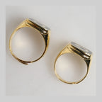 Dolce & Gabbana Gold-Tone Real Brass Black Enamel "DG" Adjustable Rings