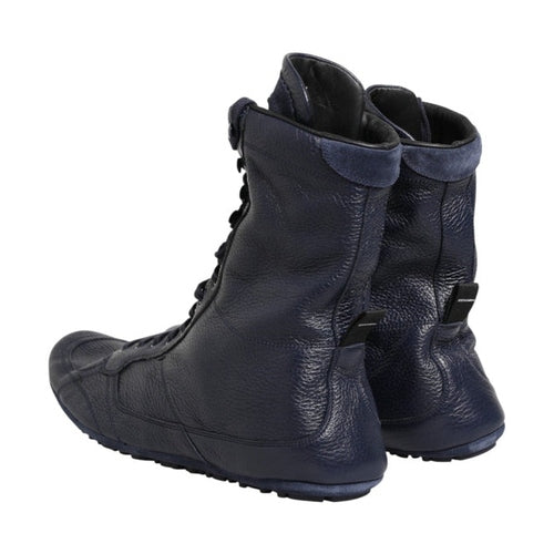 Dolce & Gabbana Dark Blue Deer Leather Mid Calf Boots Shoes