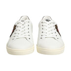 Dolce & Gabbana White Leather Heart Embellished Sneakers Shoes