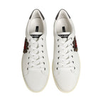 Dolce & Gabbana White Leather Heart Embellished Sneakers Shoes