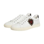 Dolce & Gabbana White Leather Heart Embellished Sneakers Shoes