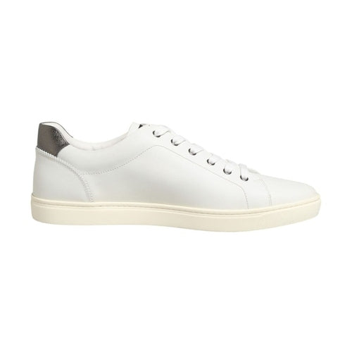 Dolce & Gabbana White Leather Heart Embellished Sneakers Shoes