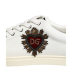Dolce & Gabbana White Leather Heart Embellished Sneakers Shoes