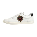 Dolce & Gabbana White Leather Heart Embellished Sneakers Shoes