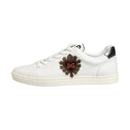 Dolce & Gabbana White Leather Heart Embellished Sneakers Shoes