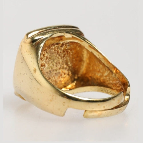 Dolce & Gabbana Gold-Tone Real Brass Black Enamel "J" Adjustable Rings