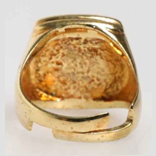 Dolce & Gabbana Gold-Tone Real Brass Black Enamel "J" Adjustable Rings