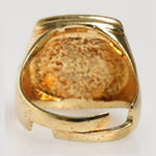 Dolce & Gabbana Gold-Tone Real Brass Black Enamel "J" Adjustable Rings