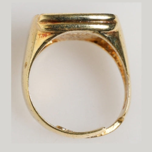 Dolce & Gabbana Gold-Tone Real Brass Black Enamel "J" Adjustable Rings