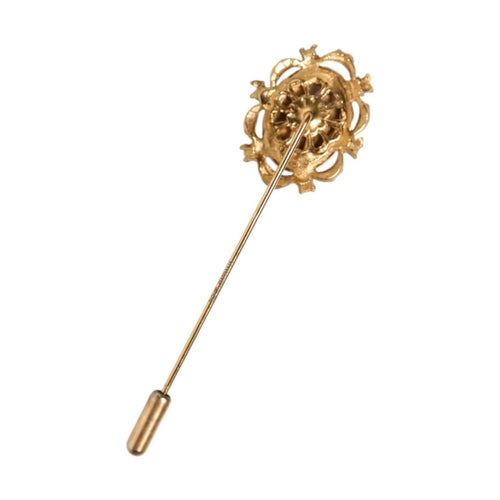 Dolce & Gabbana Gold Tone Green Stone Antique Men Accessory Brooch Pin