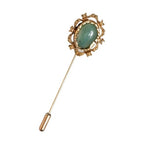 Dolce & Gabbana Gold Tone Green Stone Antique Men Accessory Brooch Pin