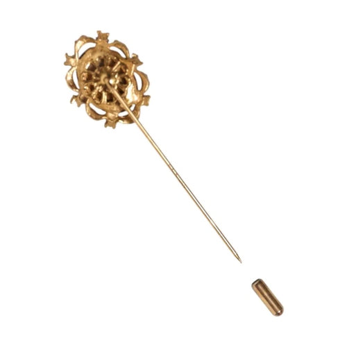 Dolce & Gabbana Gold Tone Green Stone Antique Men Accessory Brooch Pin