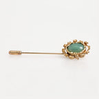 Dolce & Gabbana Gold Tone Green Stone Antique Men Accessory Brooch Pin