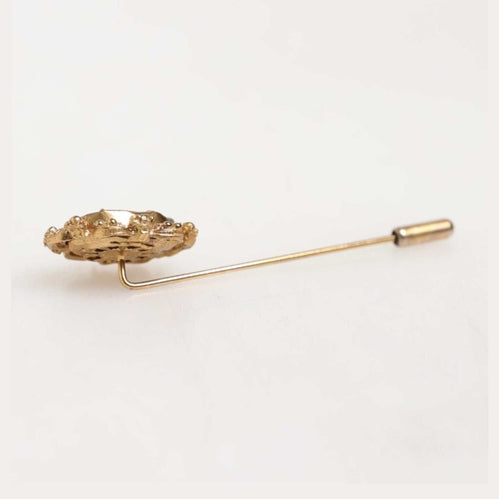 Dolce & Gabbana Gold Tone Green Stone Antique Men Accessory Brooch Pin