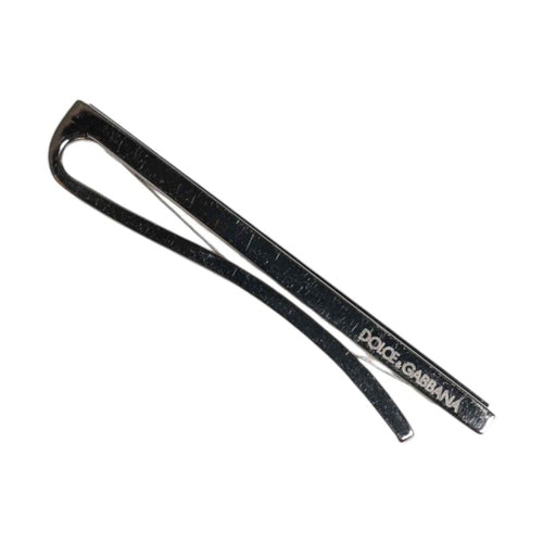 Dolce & Gabbana Silver Tone Brass Logo Branded Men Accessory Tie Clip Bar