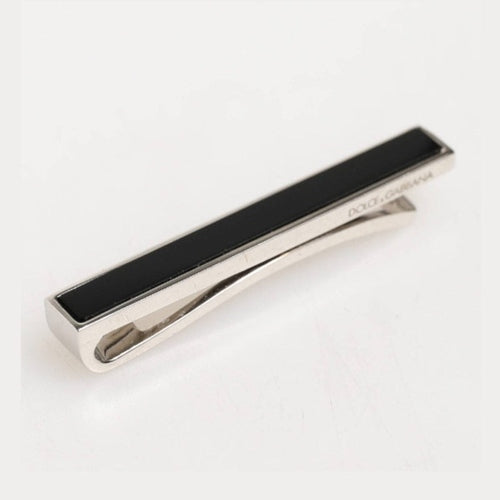 Dolce & Gabbana Silver Tone Brass Logo Branded Men Accessory Tie Clip Bar