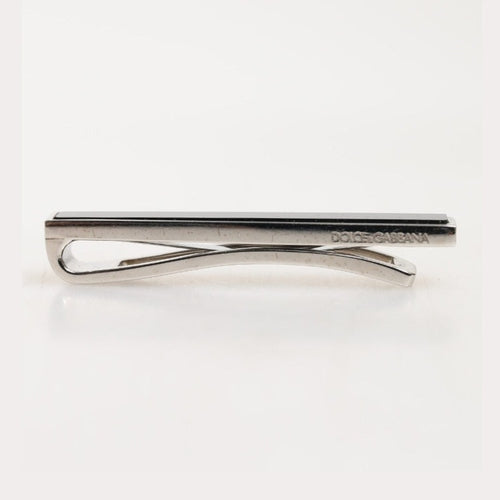 Dolce & Gabbana Silver Tone Brass Logo Branded Men Accessory Tie Clip Bar