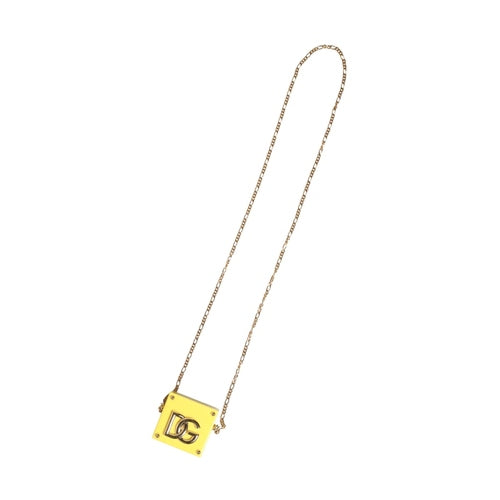 Dolce & Gabbana Yellow DG Logo Plaque Cover Gold Chain Airpods Case