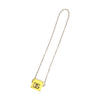 Dolce & Gabbana Yellow DG Logo Plaque Cover Gold Chain Airpods Case