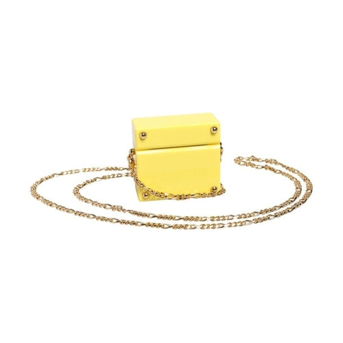 Dolce & Gabbana Yellow DG Logo Plaque Cover Gold Chain Airpods Case