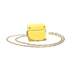 Dolce & Gabbana Yellow DG Logo Plaque Cover Gold Chain Airpods Case
